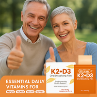 Complément alimentaire à absorption rapide en bandelettes orales de vitamine K2 D3 en marque propre pour favoriser la santé des os et des articulations