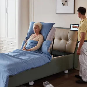 Evde kullanmak için yaşlı için geri kaldırma açısını serbestçe kontrol etme fonksiyonu ile akıllı bakım yatağı kullanımı kolay