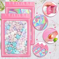 Sacs d'emballage zip-lock en feuille holographique pour bijoux, brillant à lèvres, petite entreprise, pochette d'échantillon en mylar anti-odeur, sacs-cadeaux