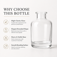 Bouteille diffuseur d'arômes en verre rond transparent de 150 ml - Contenant élégant pour parfums d'intérieur et de voiture pour huiles essentielles