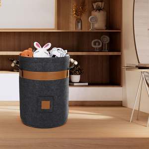 Meilleure vente de panier de rangement en feutre de forme ronde de haute qualité avec boîtes de rangement et bacs en cuir PU de qualité supérieure - Product Image 4