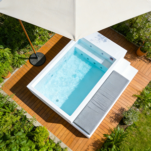 Mini piscina todo en uno con sistema de filtración y asientos de descanso para exteriores, piscina spa. - Product Image 2