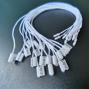 Round Plastic tags nylon cord loop lock hang tag seal tag with string white Highlight "zuiki" logo