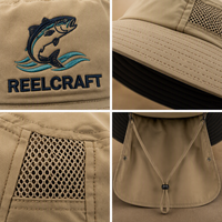 Chapeau Bob de Pêche Formel Personnalisé en Toile de Nylon Kaki Brodé pour Activités de Plein Air Unisexe Vente en Gros OEM