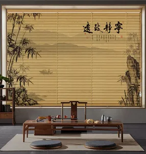 ZSTARR penutup bambu atas Bawah Bawah, filter cahaya pola kustom modern luar ruangan penutup kayu palsu untuk jendela