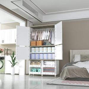 5 couches enfants doubles portes vêtements suspendus armoire <span class=keywords><strong>en</strong></span> <span class=keywords><strong>plastique</strong></span> pliant jouets <span class=keywords><strong>coffre</strong></span> de rangement armoire à tiroirs avec roues - Product Image 3