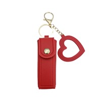 Porte-clés portable pour sac à rouge à lèvres, nouveau cadeau, porte-monnaie en PU, mini miroir de maquillage en forme de cœur pour filles, accessoire porte-clés Jinyi