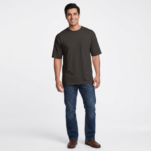 T-shirt pour homme en polyester et coton à col rond, de haute qualité, avec motif à carreaux, manches courtes, tissu respirant, logo personnalisé - Product Image 1