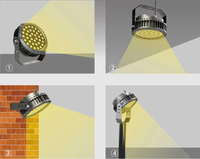 Projecteur LED en aluminium moulé sous pression de haute qualité, IP65, 2700K, blanc chaud doux, télécommande, éclairage sur piquet non solaire
