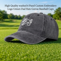 Gorras de Béisbol Unisex al por Mayor con Logotipo Bordado Personalizado OEM, Gorras de 6 Paneles de Pana Desgastada para Actividades al Aire Libre