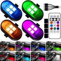 Luces LED Inalámbricas para Auto con Control Remoto, Recargables, Impermeables, 8 Colores, Luz Interior para Auto, Mini Luces LED Estroboscópicas