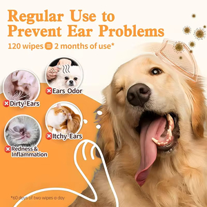 Usine étiquette personnalisée sans parfum doux et non irritant à base de plantes lingettes de nettoyage des oreilles des animaux de compagnie pour chiens et chats - Product Image 5