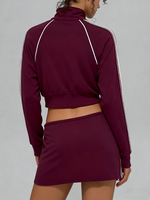 Ensemble de survêtement Aoyema rayé avec jupe, short, veste et pantalon, veste courte et pantalon large