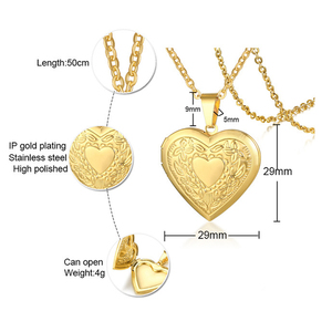 Acciaio inox Heart Locket Pendenti Per Le Donne Della Ragazza Apribile Foto Telaio di Memoria Locket Collana Per Gioielli Regali per Lover <span class=keywords><strong>Famiglia</strong></span> - Product Image 3