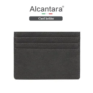 Porte-cartes en cuir personnalisé pour portefeuille en Alcantara Porte-cartes mince en cuir de luxe pour femme et homme Petit porte-cartes mince