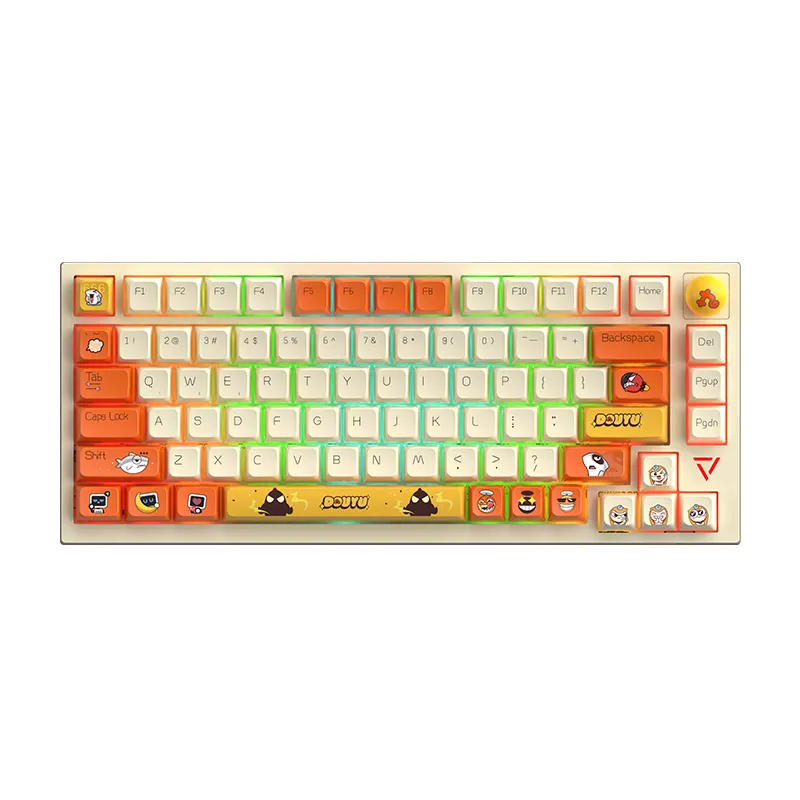DouYu DKW500 Triple Mode Hot Swap - Mechanical Gaming Keyboard, Ultra Compact 75% Form Factor, PBT Keycaps, RGB LED Backlit