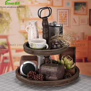 Plateaux décoratifs à 2 niveaux en bois Vino pour la maison et les restaurants, présentoir de buffet, finition peinte, sans danger pour les aliments, pour comptoir - Product Image 3