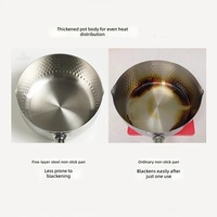 Casserole en acier inoxydable 304 martelé ANMEI avec couvercle en verre et poignée en bois, style japonais, ustensile de cuisine