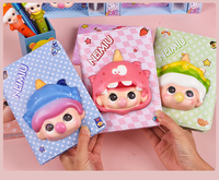 Journal personnalisé de dessin animé 3D mignon Pages colorées livre de soulagement du stress de décompression B6 A4 cahier imprimé en cuir PU avec boîte et stylo
