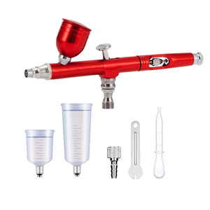 Pistolet de pulvérisation à double action réglable pour travaux artistiques, alimentation par gravité, 10,0 cc, avec gobelet et outils remplaçables - Product Image 1