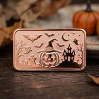 Barre commémorative en cuivre personnalisée de 1 oz avec motif en relief complexe d'Halloween (fantôme et citrouille) pour cadeaux de collectionneur