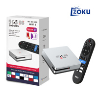 Boîtier TV Android 14 ZOKU HCS96 8K WiFi 6 BT5.4 avec télécommande vocale, lecteur multimédia intelligent en streaming