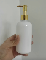 Emballage cosmétique vide, flacon pompe en plastique blanc givré de 250 ml avec bouchon doré