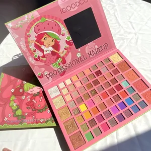 wholesale Children's Cartoon Strawberry Girl 64 Color Eyeshadow+5 Highlights+5 Blush Big Eyeshadow Palette