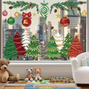 Autocollants statiques pour fenêtres <span class=keywords><strong>de</strong></span> décoration <span class=keywords><strong>de</strong></span> Noël, branches d'arbre <span class=keywords><strong>de</strong></span> Noël, cône <span class=keywords><strong>de</strong></span> pin, boule <span class=keywords><strong>de</strong></span> Noël, autocollants pour fenêtres, autocollants suspendus - Product Image 4