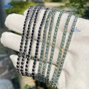 Wholesale Price 925 Silver Pass Diamond Tester Blue-Green Black 2mm 3mm 4mm 5mm 6.5mm Moissanite Tennis Bracelet Necklace