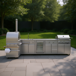 Ensemble de cuisine extérieure TMG 7 pièces en acier inoxydable avec réfrigérateur et barbecue au gaz - Product Image 2