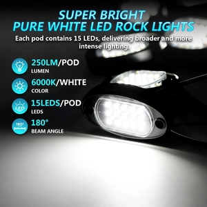 <span class=keywords><strong>Precio</strong></span> barato 4pods Pure White LED Rock Light con arnés de cableado Fuente de alimentación Off-Road Light para camión Pure White Light - Product Image 3
