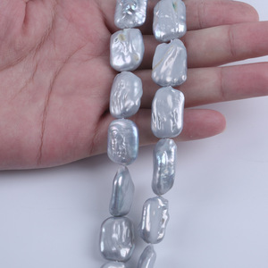 Perlas Barrocas Naturales de Agua Dulce de 14-16 mm, Color Gris Blanco, Perlas Sueltas con Orificio Pasante - Product Image 4