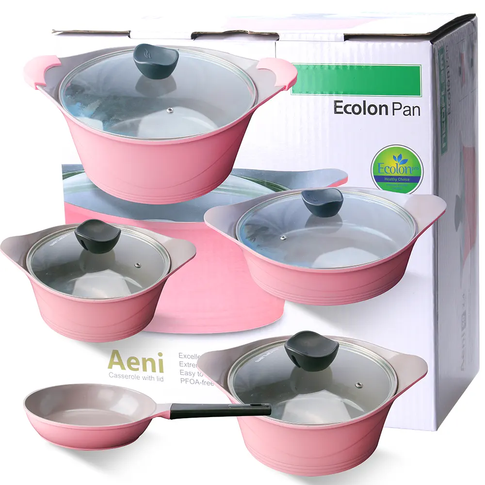 Grosir 12 buah peralatan dapur Hexclad mewah panci Aluminium granit set peralatan masak panci anti lengket