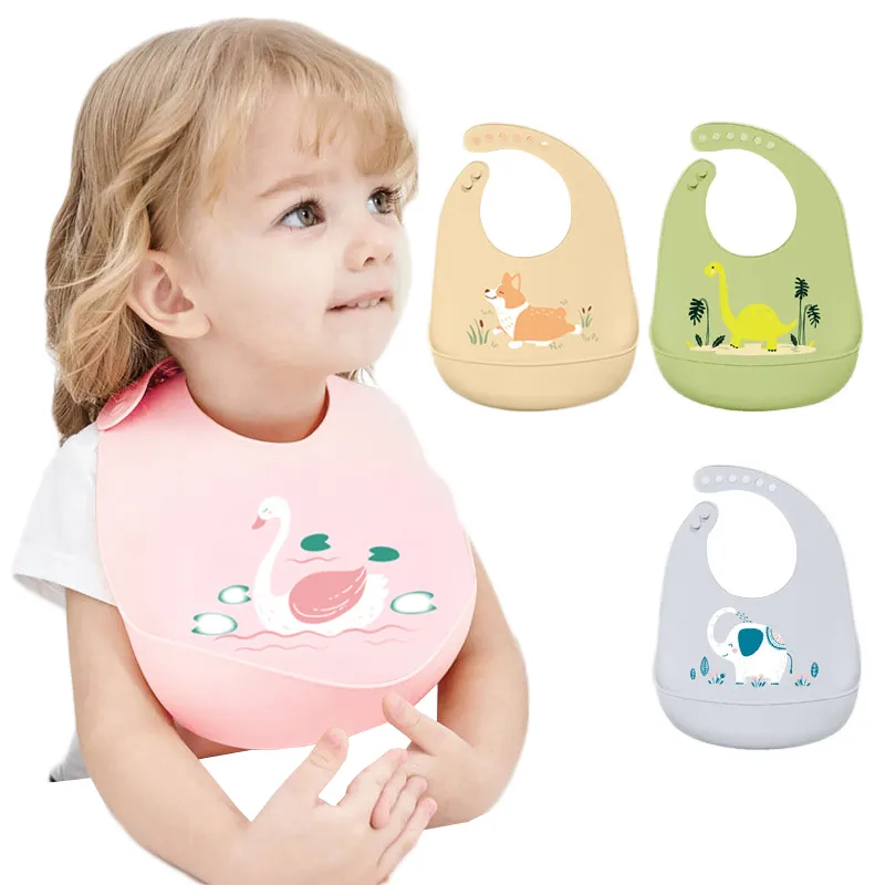 Baberos de silicona para bebé con logotipo personalizado, Baberos y lazo de silicona