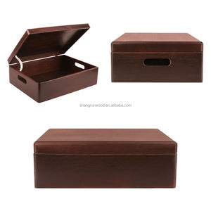 Solid Pine Wood <strong>Storage</strong> <strong>Box</strong> <strong>with</strong> <strong>Lids</strong> and Handle 40cm Rectangle Custom Logo Keepsake Gift Boxes Cheap Wooden <strong>Box</strong> for Jewelry - Product Image 3