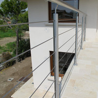 PRIMA Garde-corps vertical moderne en acier galvanisé et acier inoxydable pour extérieur, avec câbles de tension pour terrasses et balcons