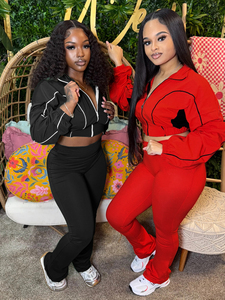 <span class=keywords><strong>Tuta</strong></span> elasticizzata in due pezzi <span class=keywords><strong>con</strong></span> Cardigan a maniche lunghe <span class=keywords><strong>felpa</strong></span> Crop Top e pantaloni attillati a vita alta - Product Image 3