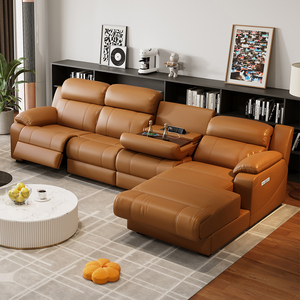 Set di Mobili Moderni di Lusso per Soggiorno, Nuovo Design <span class=keywords><strong>Angolare</strong></span> a L Reclinabile con Portabicchieri, USB, Funzione Elettrica in Pelle - Product Image 2