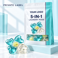 Capsules de lessive 5-en-1 en forme de cœur de 10g avec billes parfumées, boîte de 40 unités pour collections de vente au détail sous marque privée