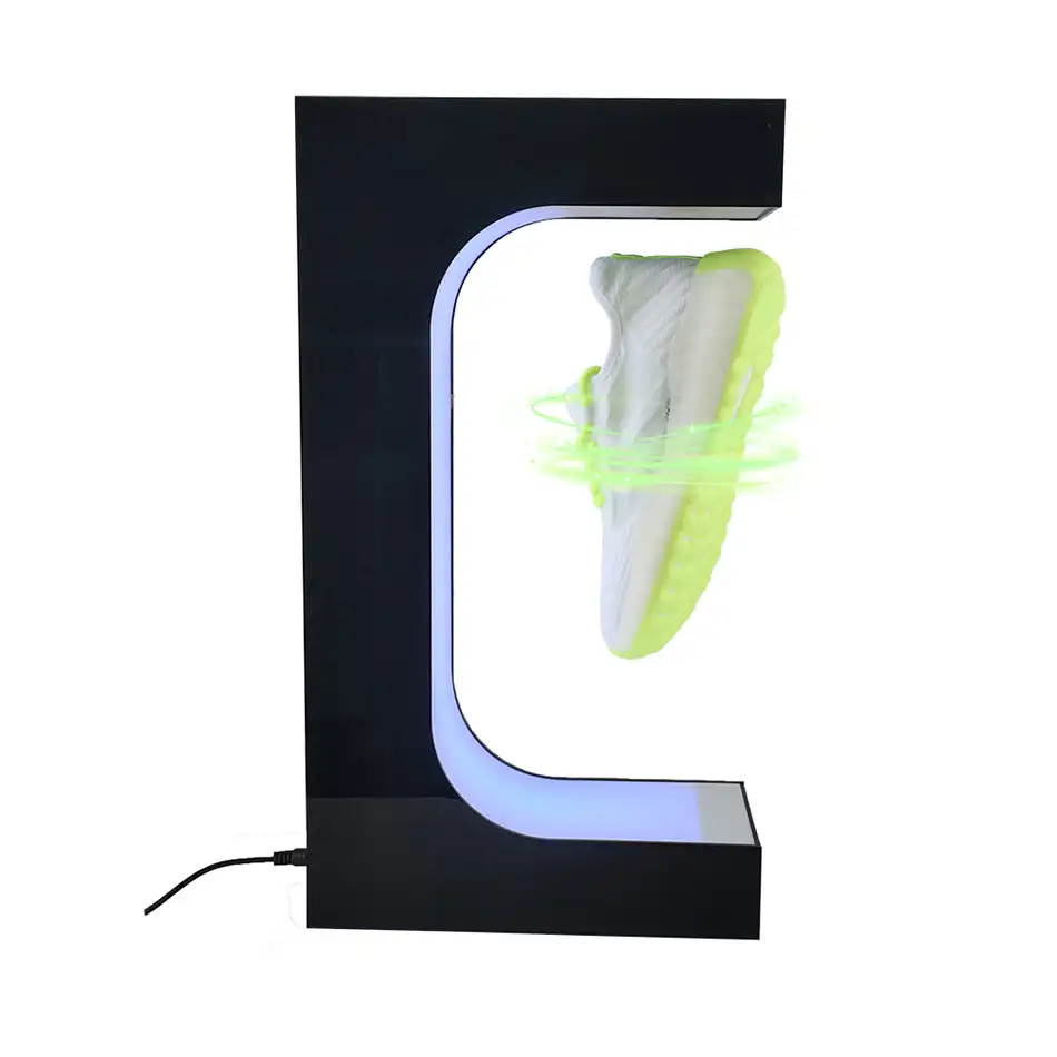 זול סיטונאי מסתובב מגנטי מרחף צף תצוגת נעלי ספין sneaker מרחף נעל תצוגה