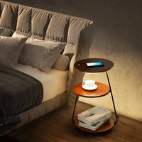 Table basse de jardin avec chargeur sans fil et éclairage, lampe sur pied créative