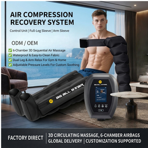 Athlete Leg Fatigue Relief 8 Chamber Foot And Leg Foldable Air Compression Battery Operated Massager AS All <b>Star</b> OEM ODM - Product Image 2