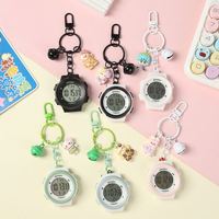 Jam Tangan Gantungan Kunci Digital LED Baru, Jam Saku Tahan Air Bercahaya dengan Alarm Timer Stopwatch untuk Anak-anak