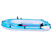 Kayak gonflable bleu personnalisé pour 3 personnes, en PVC, type sit-on-top, pour la pêche en rivière, longueur 4m, avec coque en PC