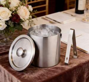 Bira Kovası Buz Küpü Kovası Paslanmaz Çelik Çift Cidarlı Büyük Klasik Parti Buz Kovası Maşa ile - Product Image 5