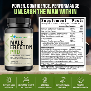 Comprimés d'amélioration masculine Erecton Pro, flux sanguin instantané, soutien de la libido, 60 comprimés - Product Image 3