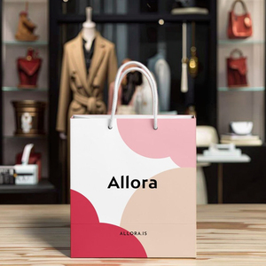 Sacs en papier personnalisés, sac cadeau, design tendance, recyclable, kraft, imprimé intégral, poignée en corde de coton, sac fourre-tout pour le shopping - Product Image 4