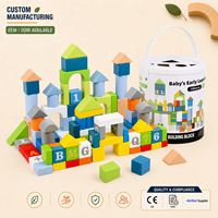 Juego de 100 Bloques de Construcción de Madera, Bloques de Apilamiento Montessori, Juguete de Construcción de Números y Alfabeto para Niños Pequeños, Aprendizaje Preescolar