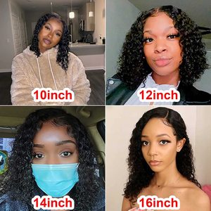 Perruque Bob Lace Closure wig naturelle brésilienne, cheveux <span class=keywords><strong>bouclés</strong></span>, <span class=keywords><strong>coupe</strong></span> au carré, 4x4, perruque <span class=keywords><strong>courte</strong></span> pour femmes africaines - Product Image 4